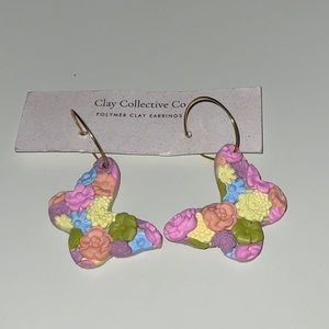 Clay Collective Co Floral Butterfly Earrings Lightweight Spring Colors